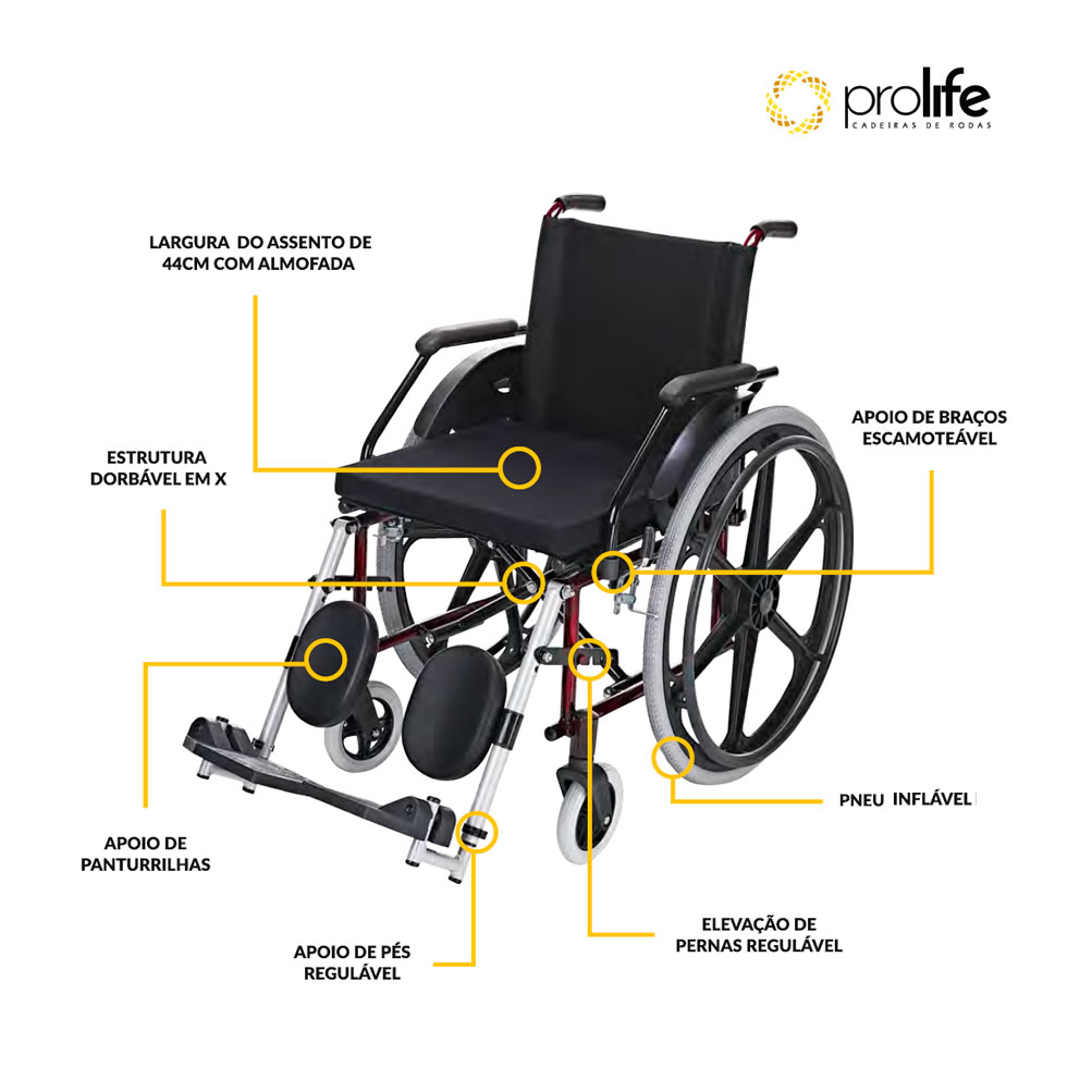 Cadeira de Rodas PL102 Confort Flex - Prolife - Imagem 3