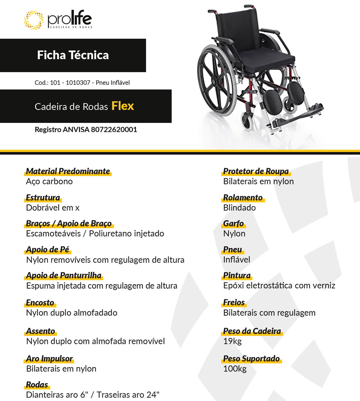 Cadeira de Rodas PL102 Confort Flex - Prolife - Imagem 4